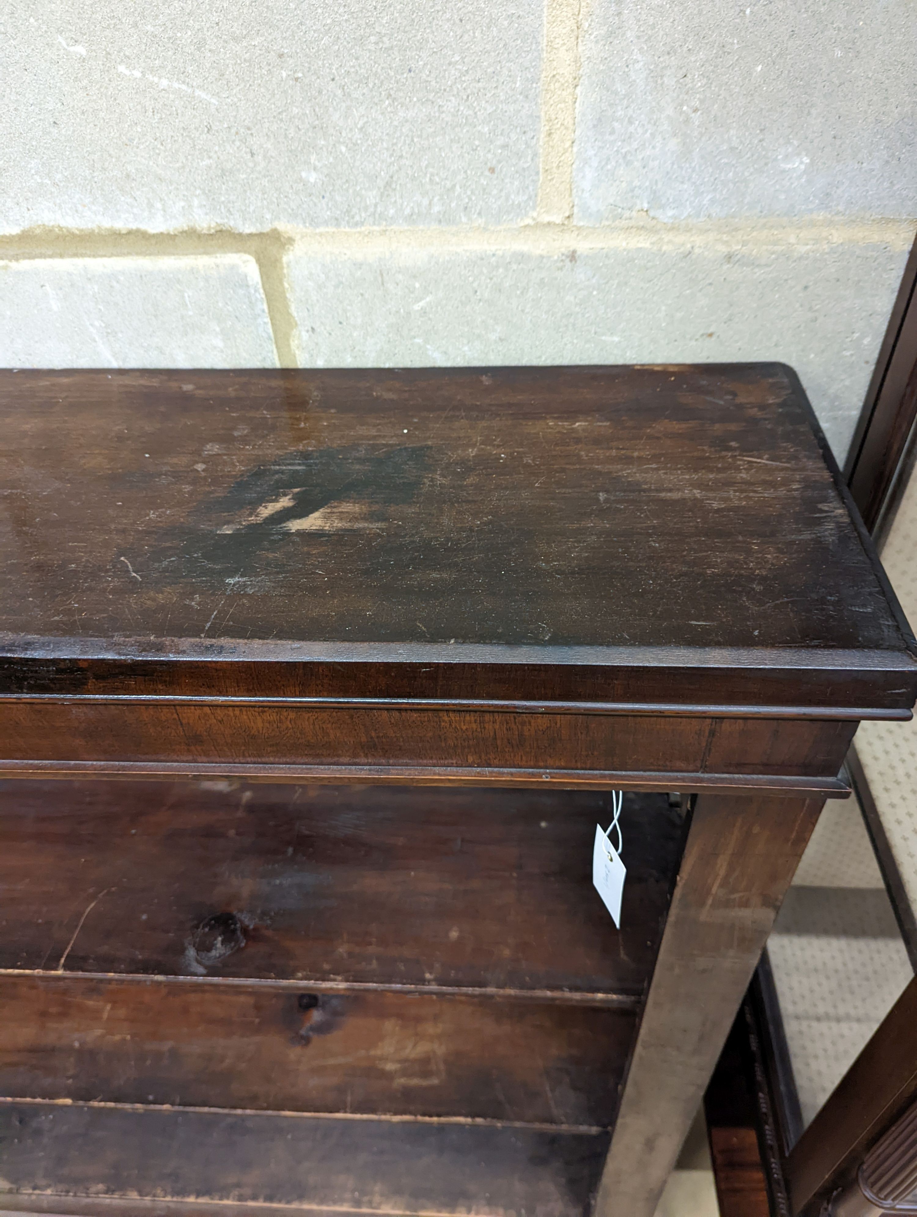 A Victorian mahogany oak open bookcase, length 122cm, depth 30cm, height 128cm